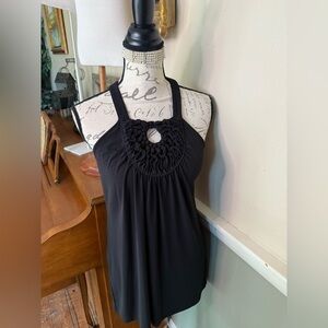 ECI Black Halter Ruffle Blouse NWT